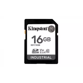 Kingston Technology 16G SDHC Industrial pSLC, 16 GB, SDHC, Class 10, UHS-I, 100 MB/s, 80 MB/s