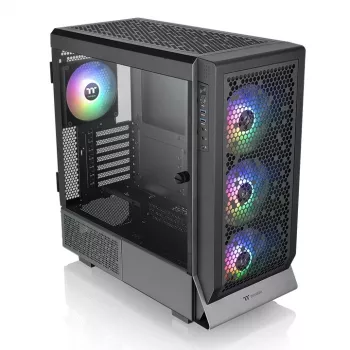 PC korpuss THERMALTAKE Ceres 500 TG ARGB Midi Tower Melns — Rūdīts stikls, EATX, 3x140mm priekšā, USB-C