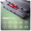 Axagon HMC-12GM2, USB 10Gbps centrmezgls, 3x USB-A, USB-C, HDMI, DP, RJ-45, M.2, SD/mSD, audio, PD