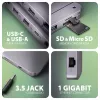 Axagon HMC-12GM2, USB 10Gbps centrmezgls, 3x USB-A, USB-C, HDMI, DP, RJ-45, M.2, SD/mSD, audio, PD