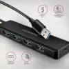 Axagon HUE-C1A 4x USB 5Gbps TRAVEL centrmezgls, USB-C barošanas ieeja, 19 cm USB-A kabelis