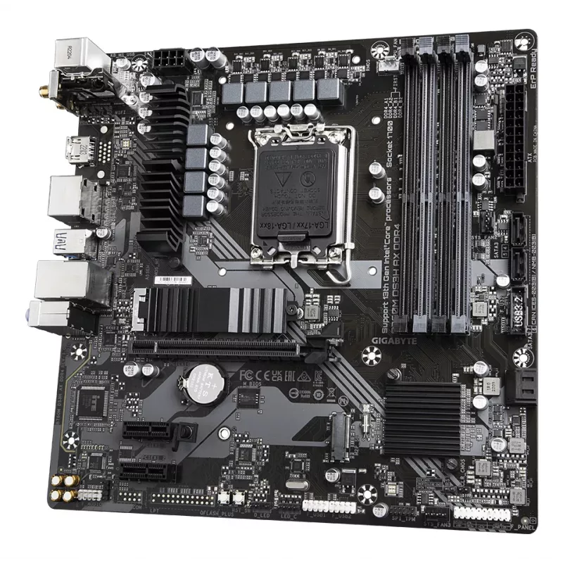 GIGABYTE B760M DS3H AX DDR4 mātesplate - atbalsta Intel Core 14. paaudzes CPU, 6+2+1 fāžu digitālais VRM, līdz 5333MHz DDR4 (OC), 2xPCIe 4.0 M.2, Wi-Fi 6E, 2.5GbE LAN, USB 3.2 Gen2