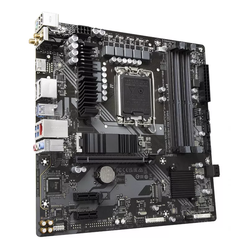 GIGABYTE B760M DS3H AX DDR4 mātesplate - atbalsta Intel Core 14. paaudzes CPU, 6+2+1 fāžu digitālais VRM, līdz 5333MHz DDR4 (OC), 2xPCIe 4.0 M.2, Wi-Fi 6E, 2.5GbE LAN, USB 3.2 Gen2