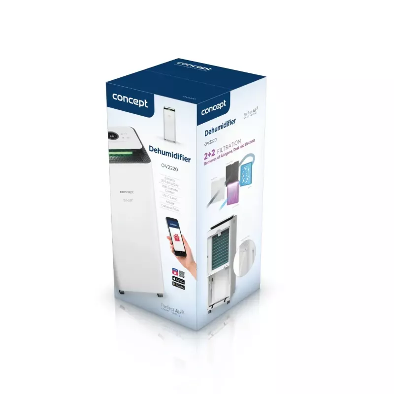 Gaisa sausinātājs Concept Solution OV2220 — 3,5 L tvertne, 2 ātrumi, 320 W, 45 dB, balts