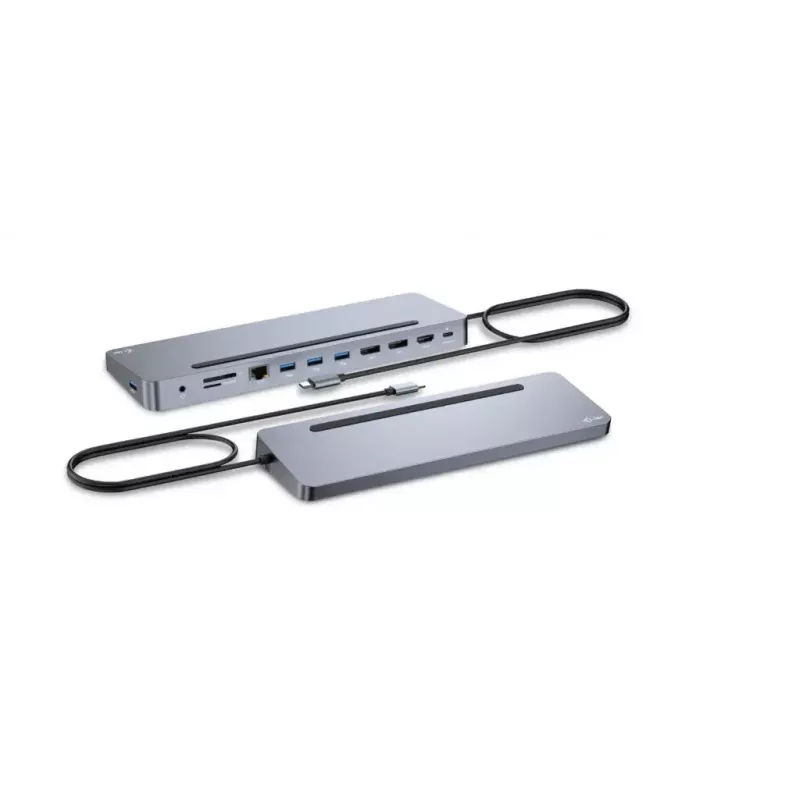 i-tec USB-C metāla ergonomiskā dokstacija ar 3x 4K displeju atbalstu un 100 W barošanu + universāls lādētājs 100 W