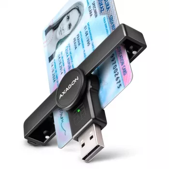 Axagon CRE-SMPA USB-A Smart / ID kartes PocketReader, USB 2.0, Melns, 13 g