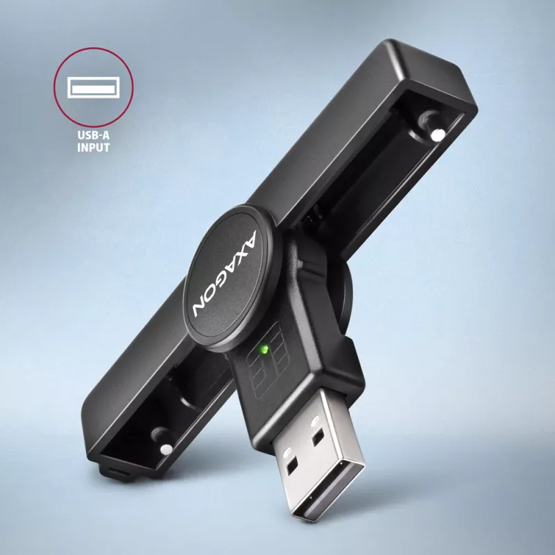 Axagon CRE-SMPA USB-A Smart / ID kartes PocketReader, USB 2.0, Melns, 13 g