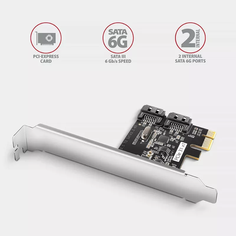 Iekšējais SATA adapteris Axagon PCES-SJ2 PCIe 2 Gbit/s Melns