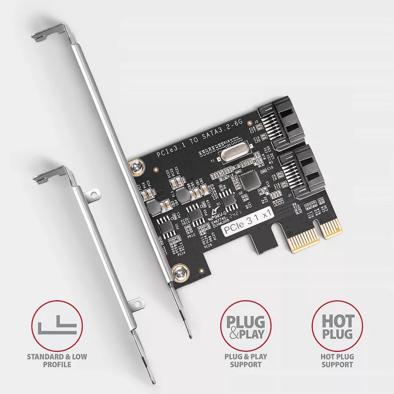 Iekšējais SATA adapteris Axagon PCES-SJ2 PCIe 2 Gbit/s Melns