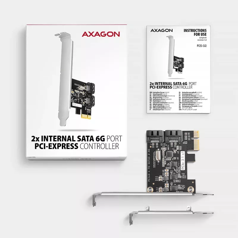 Iekšējais SATA adapteris Axagon PCES-SJ2 PCIe 2 Gbit/s Melns