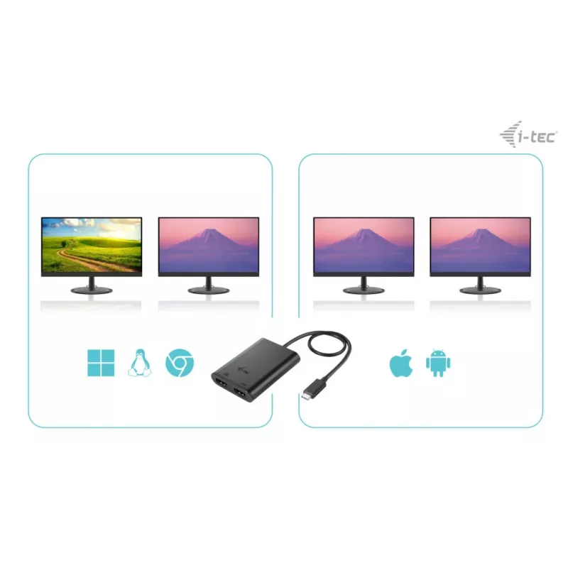 i-tec USB-C Dual 4K/60Hz (single 8K/30Hz) HDMI video adapteris