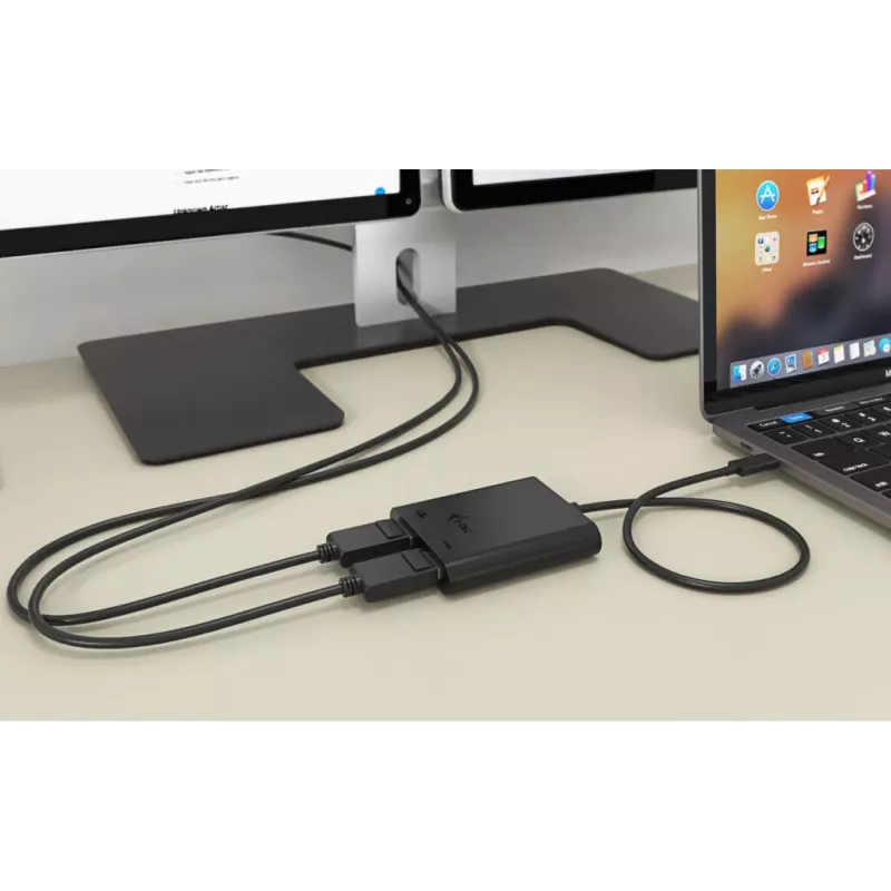 i-tec USB-C Dual 4K/60Hz (single 8K/30Hz) HDMI video adapteris