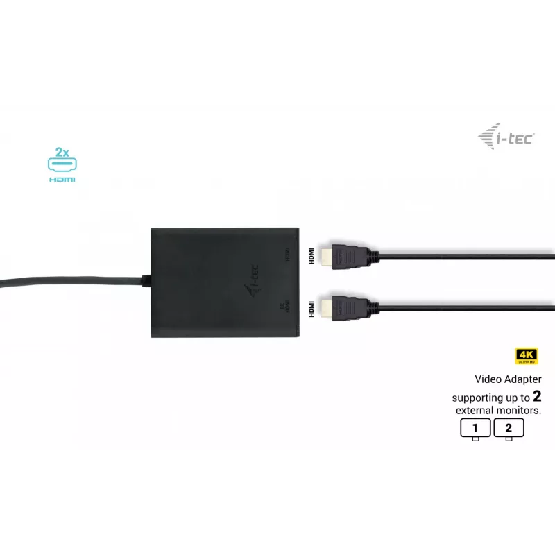 i-tec USB-C Dual 4K/60Hz (single 8K/30Hz) HDMI video adapteris