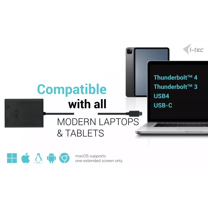 i-tec USB-C Dual 4K/60Hz (single 8K/30Hz) HDMI video adapteris