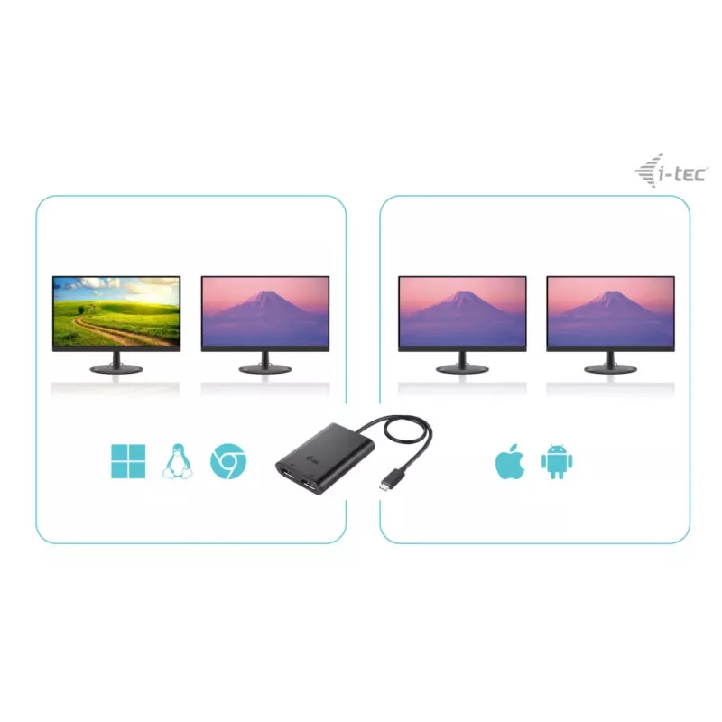 i-tec USB-C Dual 4K DisplayPort Video Adapter