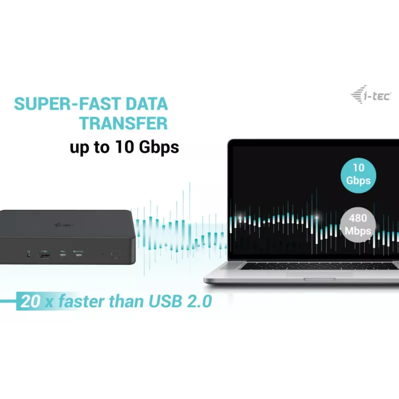 i-tec USB 3.0 / USB-C / Thunderbolt 3 Professional Dual 4K Displeja Dokošanas stacija 2. paaudze + Power Delivery 100W