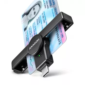 Axagon CRE-SMPC USB-C viedkartes/ID kartes PocketReader viedkaršu lasītājs iekštelpām USB Type-C melns