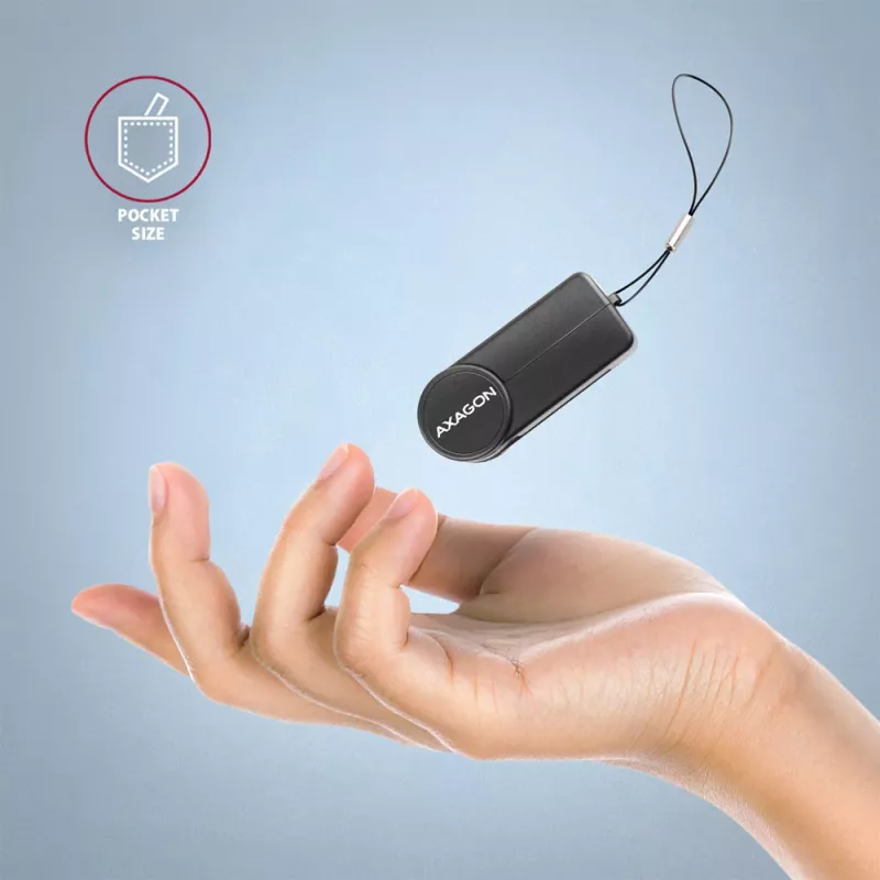 Axagon CRE-SMPC USB-C viedkartes/ID kartes PocketReader viedkaršu lasītājs iekštelpām USB Type-C melns