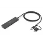 DIGITUS USB 3.0 Hub 4-Port Slimline with USB-C Adapter 5Gbps 1m kabelis
