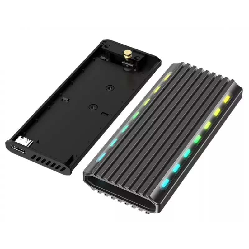 SSD korpuss GEMBIRD EE2280-U3C-03 melns vienam M.2 diskdzinim, USB 3.2 Gen 2 (10 Gbit/s), USB Type-C, alumīnijs