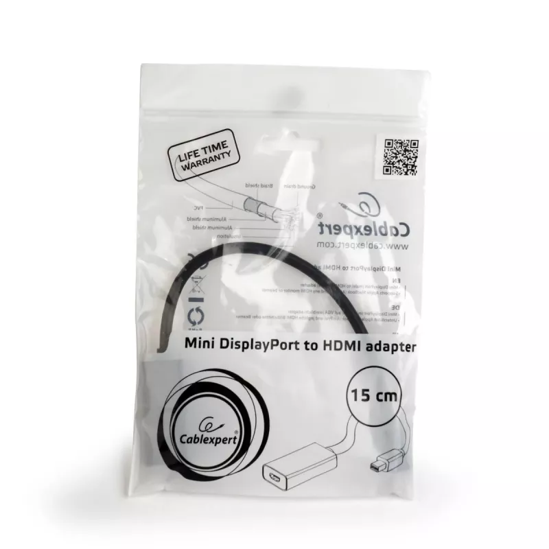 Mini DisplayPort uz HDMI kabelis Gembird A-MDPM-HDMIF4K-01 0,15 m, 4K, melns