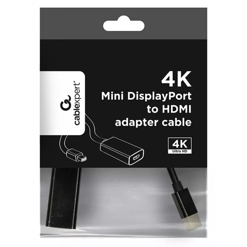 Mini DisplayPort uz HDMI kabelis Gembird A-MDPM-HDMIF4K-01 0,15 m, 4K, melns