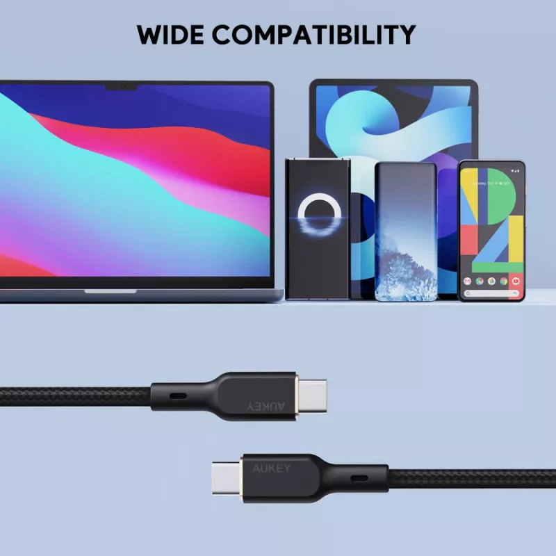 USB kabelis AUKEY CB-KCC102 1,8m USB C melns 0,48 Gbit/s