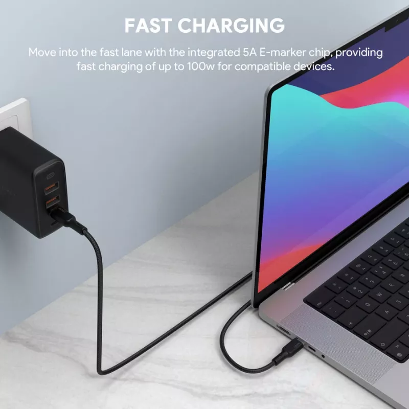 USB kabelis AUKEY CB-KCC102 1,8m USB C melns 0,48 Gbit/s