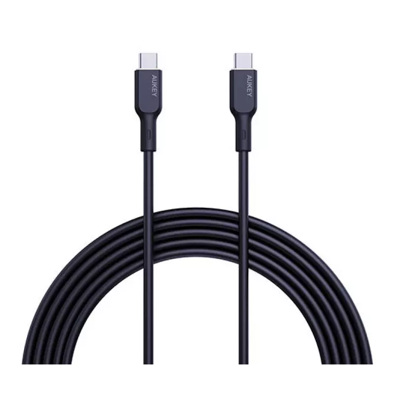 AUKEY USB uzlādes kabelis - 1x USB Type-C uz 1x USB Type-C - PD 100W 5A - 1m Melns (Silikons)