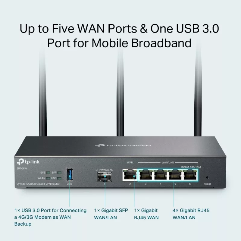 Maršrutētājs TP-Link Omada AX3000 divjoslu Wi-Fi 6