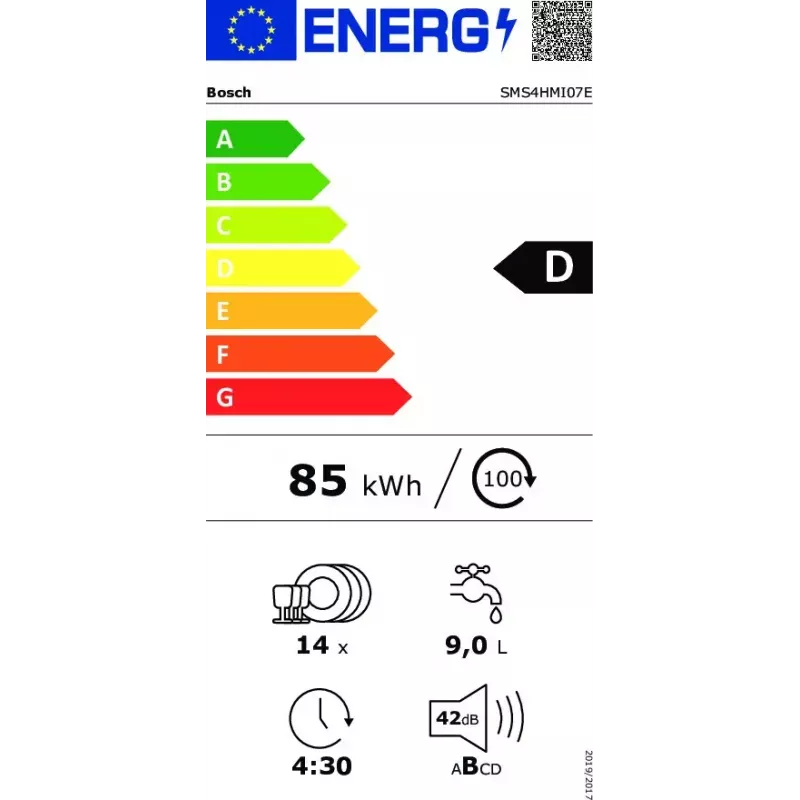 Bosch Serie 4 SMS4HMI07E trauku mazgājamā mašīna Brīvi stāvoša 14 galda piederumu komplekti