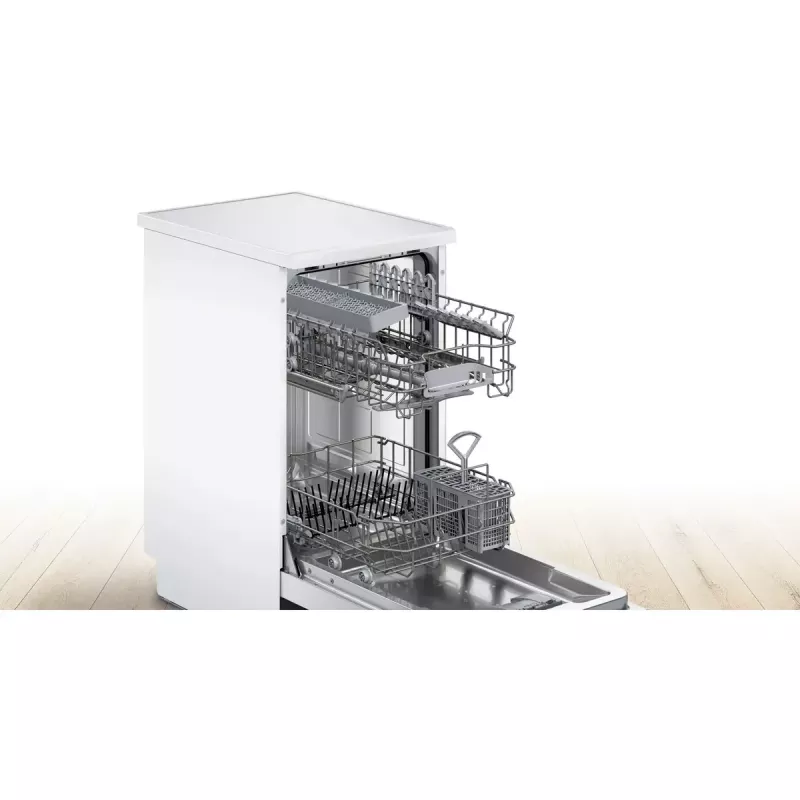 Bosch trauku mazgājamā mašīna SPS2HKW58E — Serie 2 slimline 45 cm, 10 galda klājumi, 46 dB, nerūsējošā tērauda tvertne