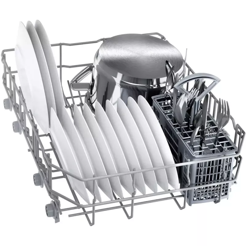 Bosch trauku mazgājamā mašīna SPS2HKW58E — Serie 2 slimline 45 cm, 10 galda klājumi, 46 dB, nerūsējošā tērauda tvertne