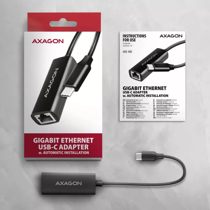 Axagon ADE-ARC USB-C 3.2 Gen 1 - Gigabit Ethernet adapteris, Realtek 8153