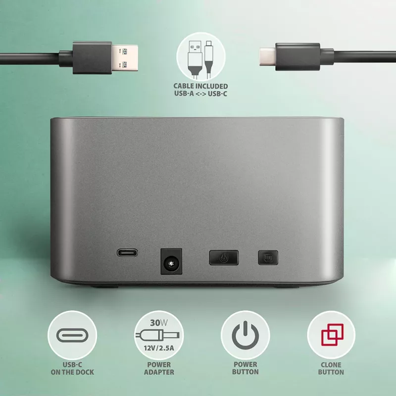 Axagon ADSA-DC SuperSpeed USB DUAL 2,5 collu/3,5 collu HDD/SSD DUAL dokstacija