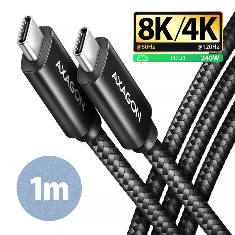 USB kabelis Axagon BUCM4X-CM10AB USB4 Gen 3x2 1m Melns