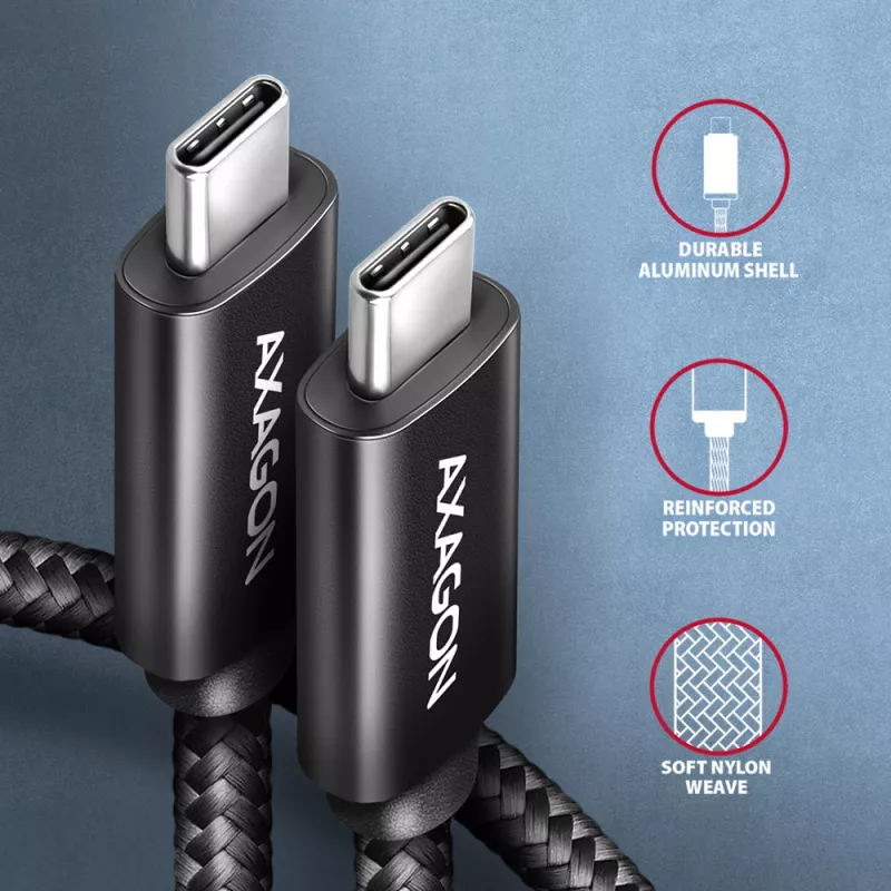 USB kabelis Axagon BUCM4X-CM10AB USB4 Gen 3x2 1m Melns