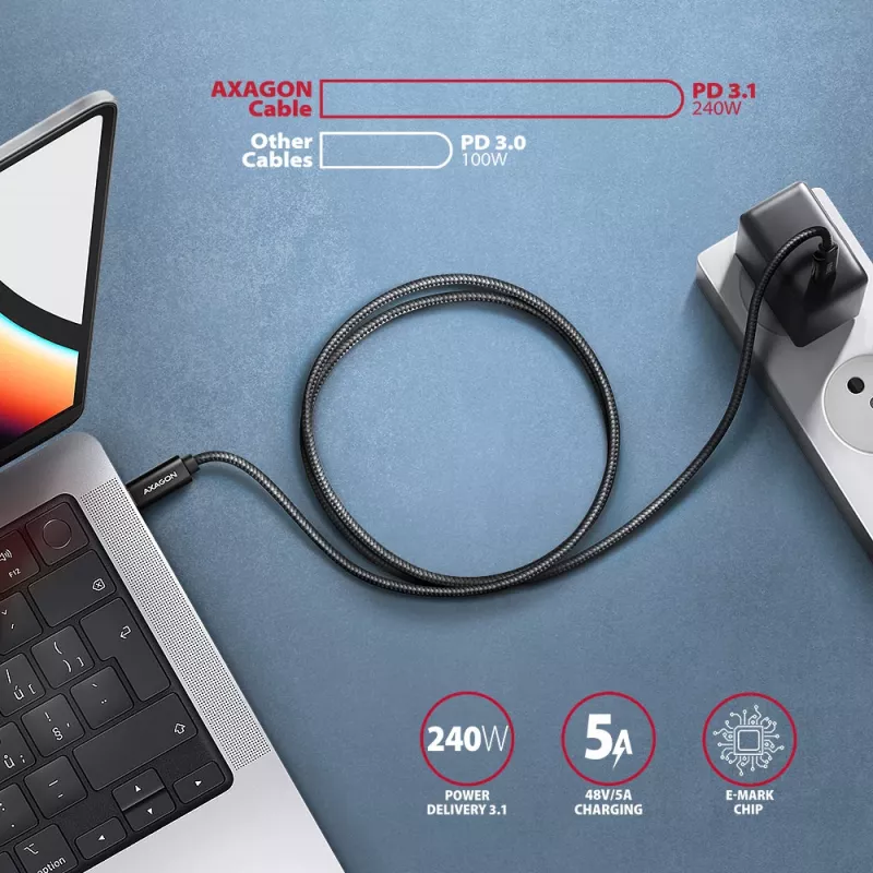 USB kabelis Axagon BUCM4X-CM10AB USB4 Gen 3x2 1m Melns