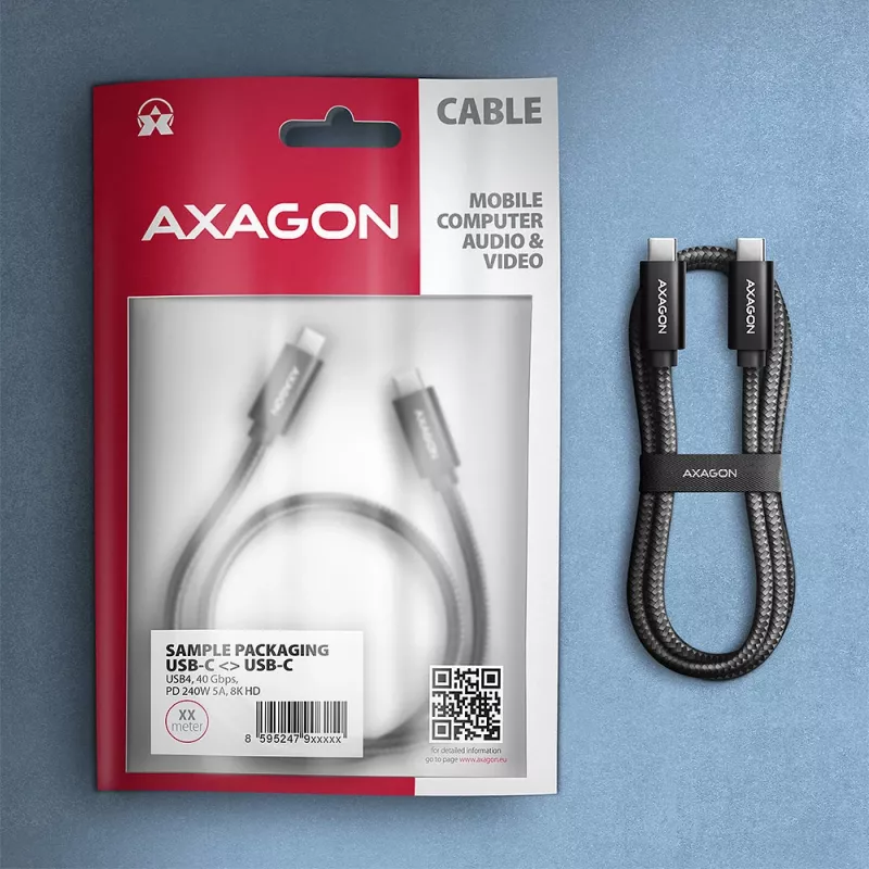 USB kabelis Axagon BUCM4X-CM10AB USB4 Gen 3x2 1m Melns