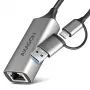 Axagon ADE-TXCA USB-C + USB-A 3.2 Gen 1 - Gigabit Ethernet adapteris, Asix AX88179