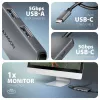 Axagon HMC-5H8K USB 5Gbps centrmezgls 2x USB-A USB-C HDMI 8k/30Hz PD 100W kabelis USB-C vadu USB 3.2 Gen 1 (3.1 Gen 1) Type-C pelēks