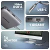 Axagon HMC-5HL USB 5 Gbps centrmezgls, 2x USB-A, HDMI 4K/60 Hz, RJ-45, PD 100 W, 20 cm USB-C kabelis
