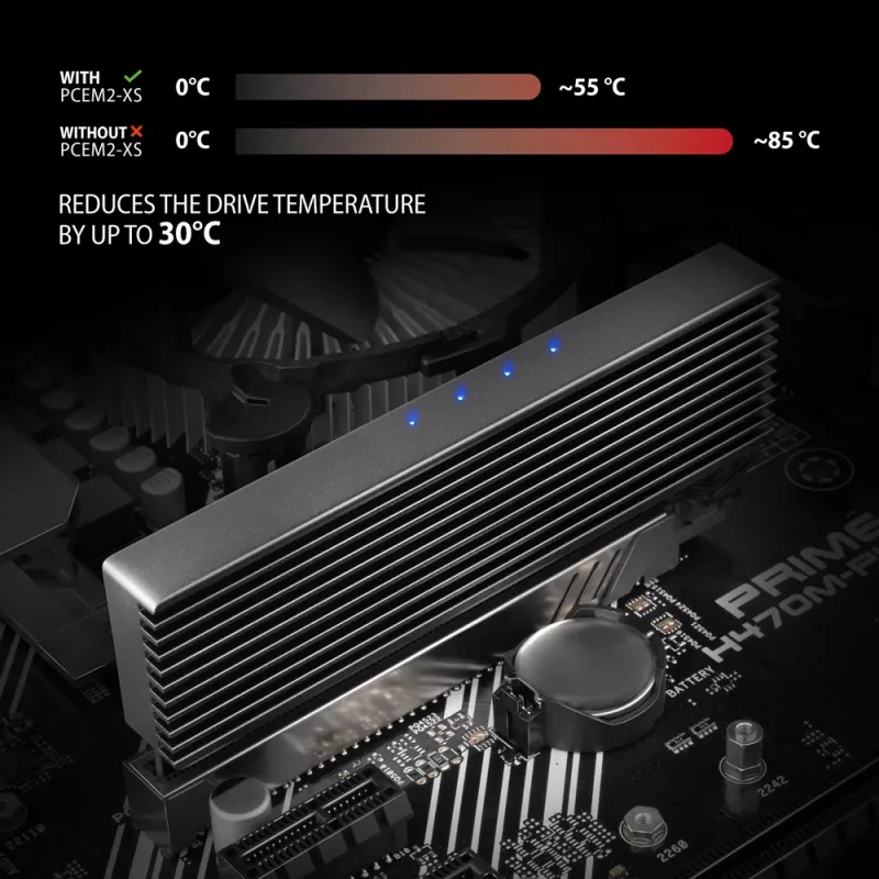 Axagon PCEM2-XS PCIe x16 - M.2 NVMe M-key slota adapteris ar pasīvu alumīnija radiatoru