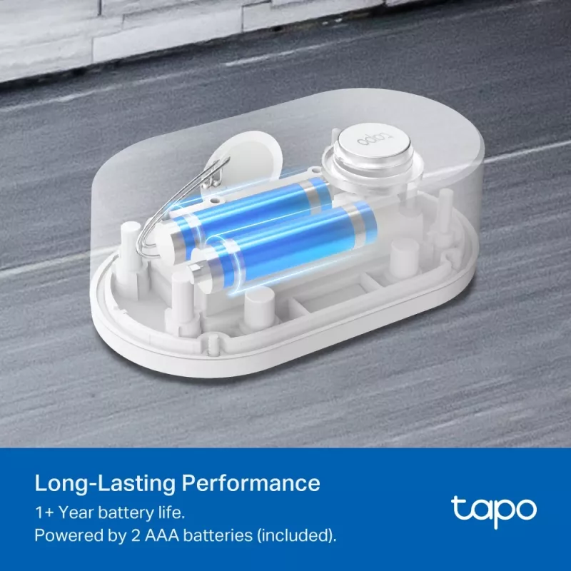 Ūdens noplūdes detektors TP-Link Tapo T300 Wi‑Fi, regulējama signalizācija 90 dB, IP67, baterija (2×AAA), nepieciešams centrmezgls