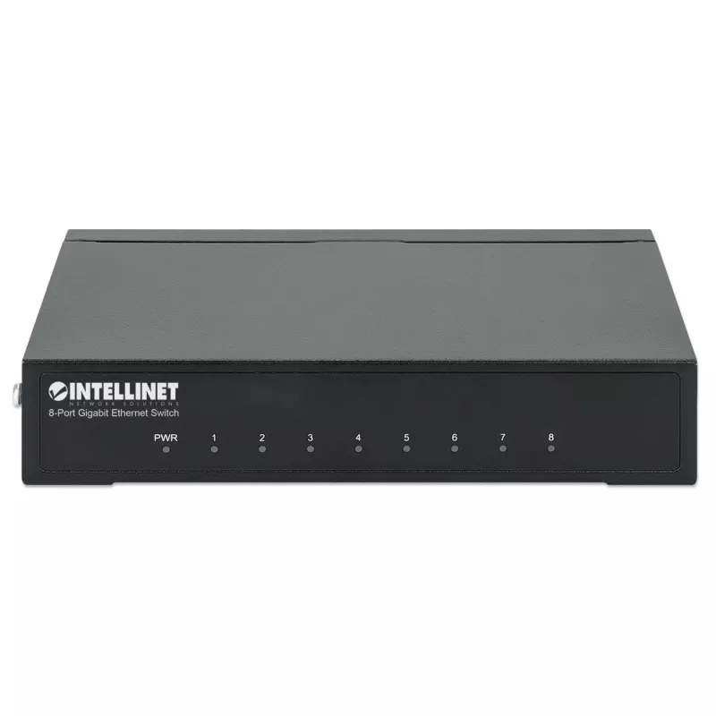 Intellinet 8 portu gigabitu Ethernet komutators, galda izmērs, metāla korpuss, IEEE 802.3az (energoefektīvs Ethernet)