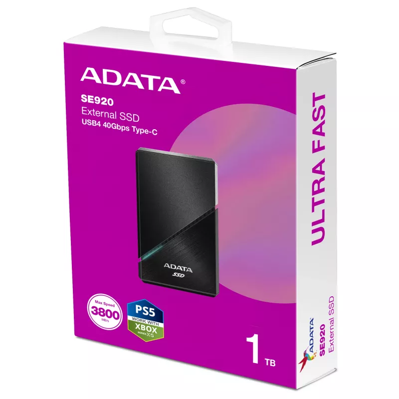 ADATA SE920 Thunderbolt tehnoloģija 1 TB USB Type-C 3.2 Gen 2 (3.1 Gen 2) Melns
