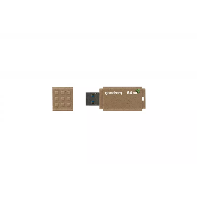 USB zibatmiņa GOODRAM UME3 64 GB, USB Type-A 3.2 Gen 1, lasīšanas ātrums 60 MB/s, rakstīšanas ātrums 20 MB/s, brūna