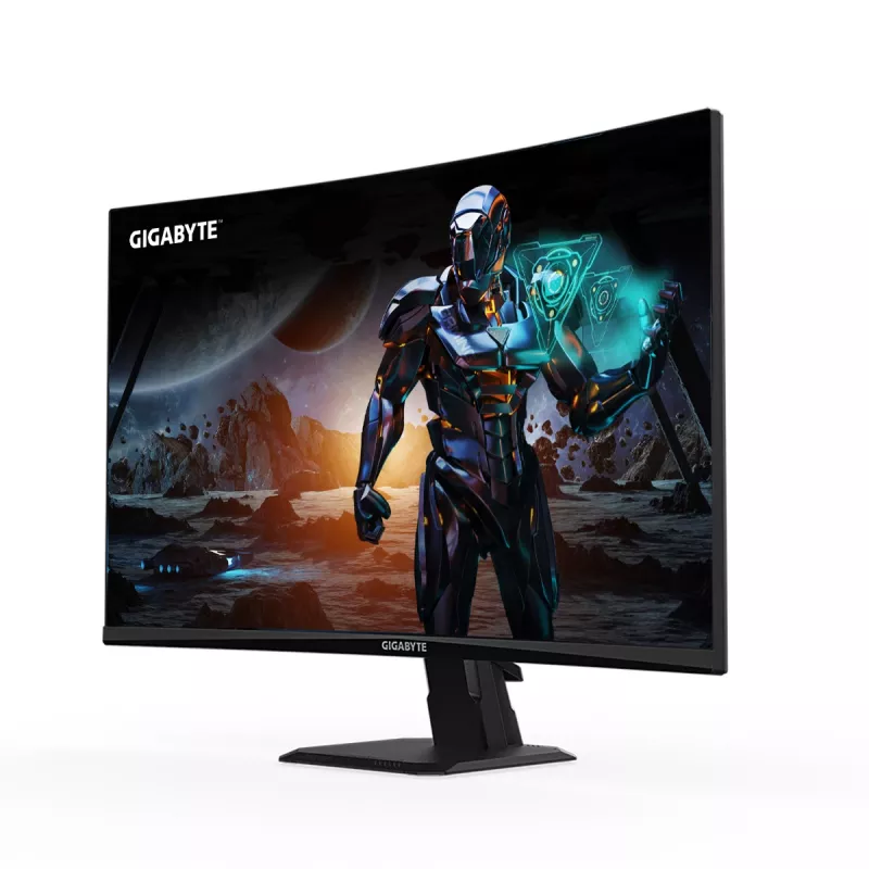 GIGABYTE GS27FC 27 collu FHD izliekts spēļu monitors - 1920 x 1080, 180 Hz, 1 ms, 250 cd/m², FreeSync Premium, HDR Ready, HDMI 2.0, DisplayPort 1.4