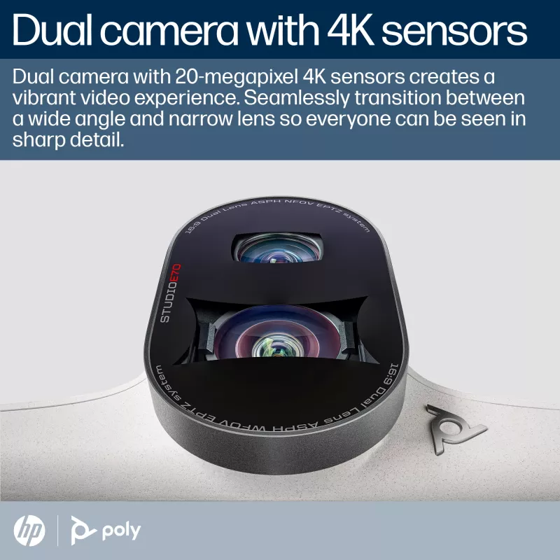 Smart Camera POLY Studio E70 20 MP 4K Ultra HD balta
