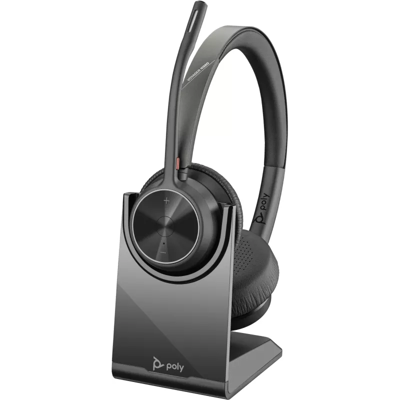 HP Poly Voyager 4320 UC Stereo USB-A austiņas +BT700 USB-A adapteris +Uzlādes statīvs